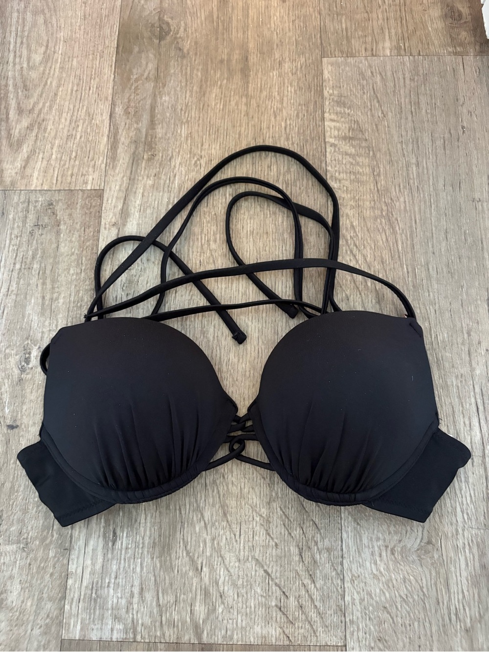 Shade & Shore Black Strappy Push-Up Bikini Top